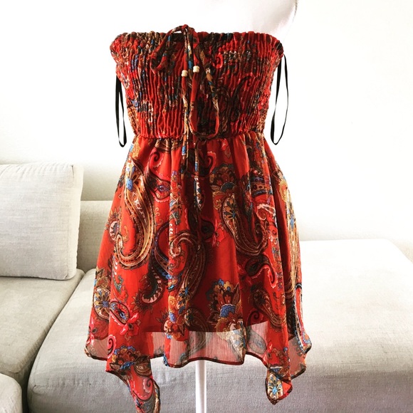 torrid Tops - Torrid strapless chiffon layered summer paisley